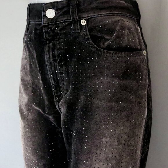 Ralph Lauren Purple Label 28 Black Velvet Pants Rhinestone Embellished 105 - Picture 5 of 15